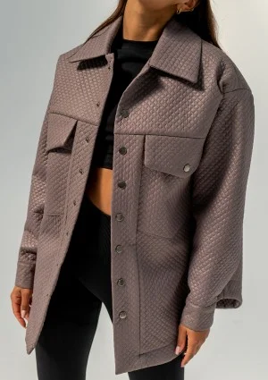 Doone - Taupe quilted knitted jacket