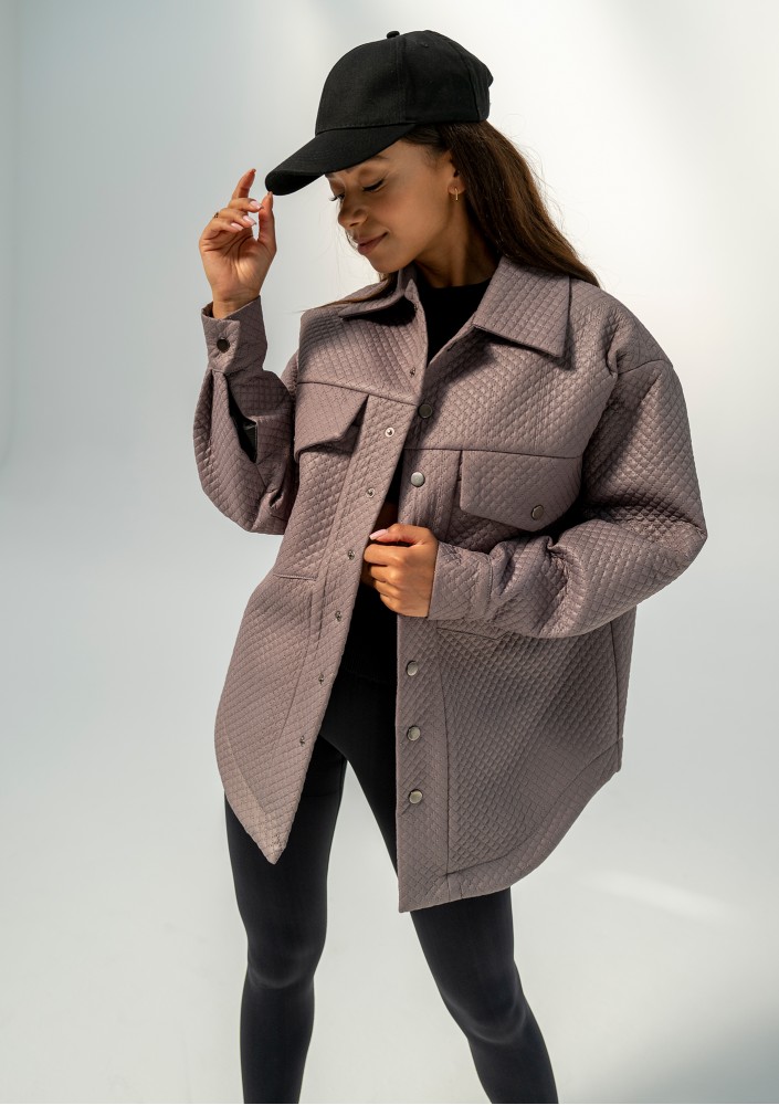 Doone - Taupe quilted knitted jacket