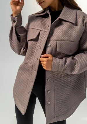 Doone - Taupe quilted knitted jacket