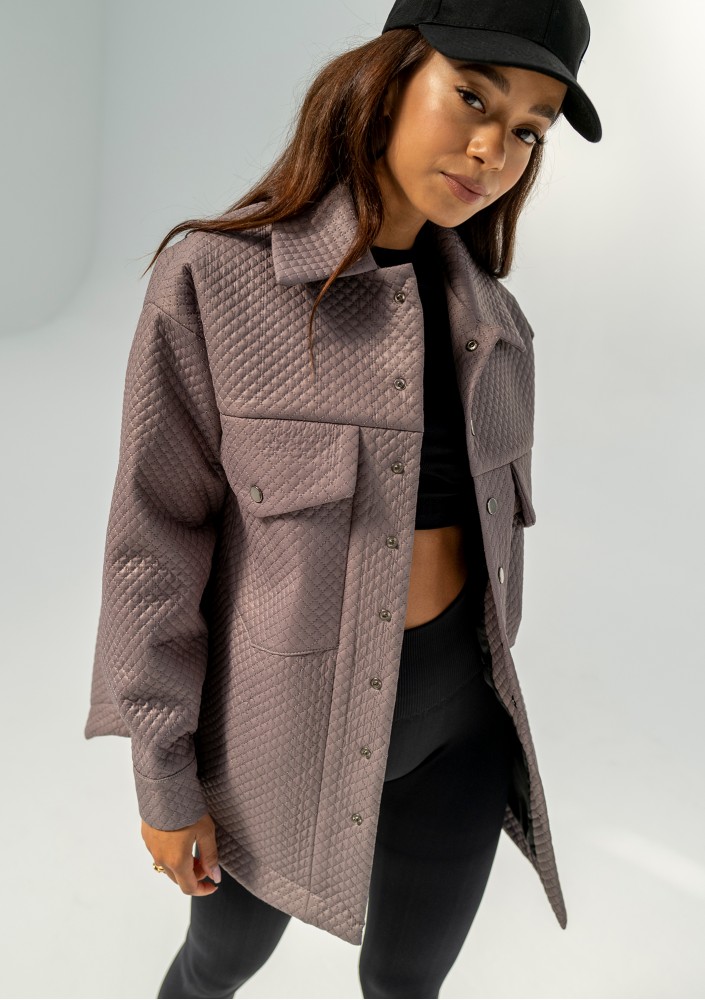 Doone - Taupe quilted knitted jacket