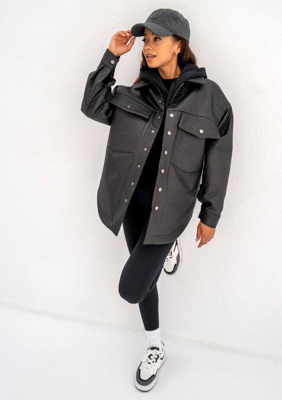 Doone - black quilted knitted jacket