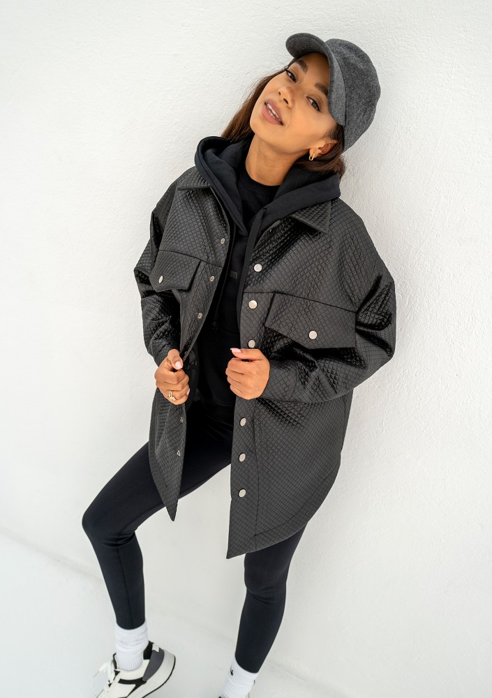 Doone - black quilted knitted jacket