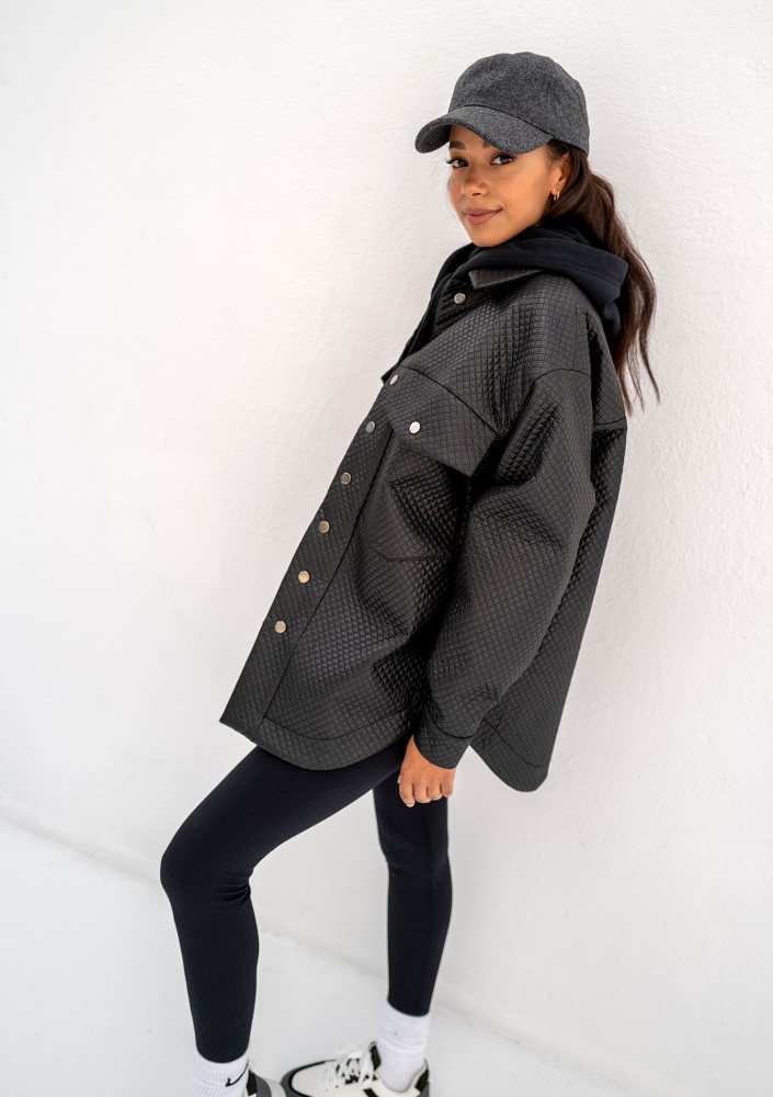 Doone - black quilted knitted jacket