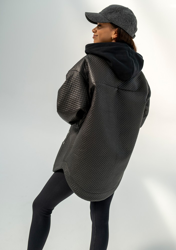 Doone - black quilted knitted jacket
