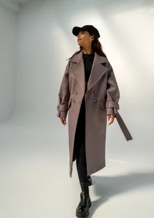 Jaske - Taupe quilted knitted coat
