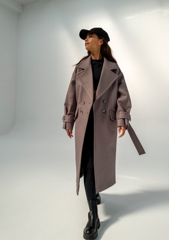 Jaske - Taupe quilted knitted coat