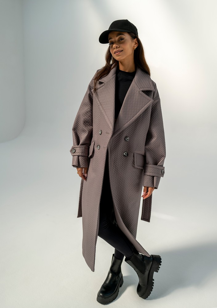 Jaske - Taupe quilted knitted coat