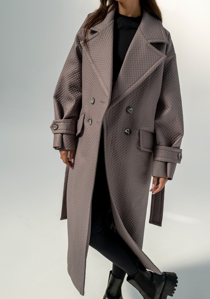 Jaske - Taupe quilted knitted coat