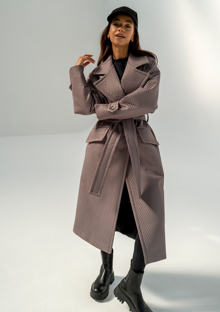 Jaske - Taupe quilted knitted coat