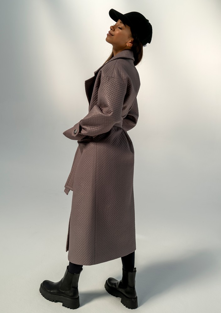 Jaske - Taupe quilted knitted coat