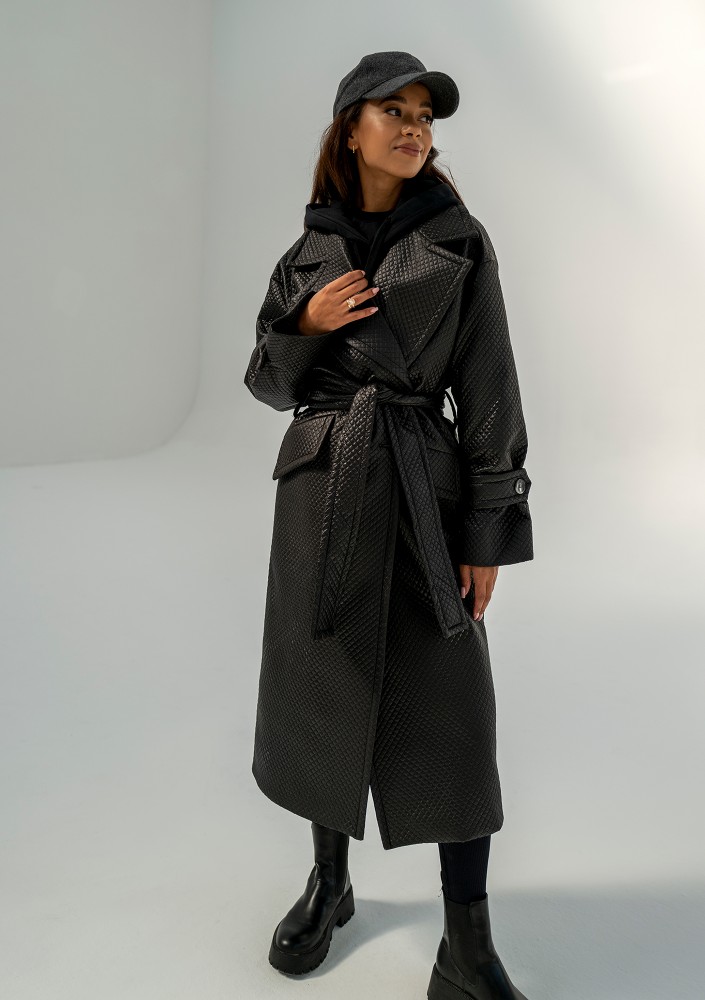 Jaske - Black quilted knitted coat