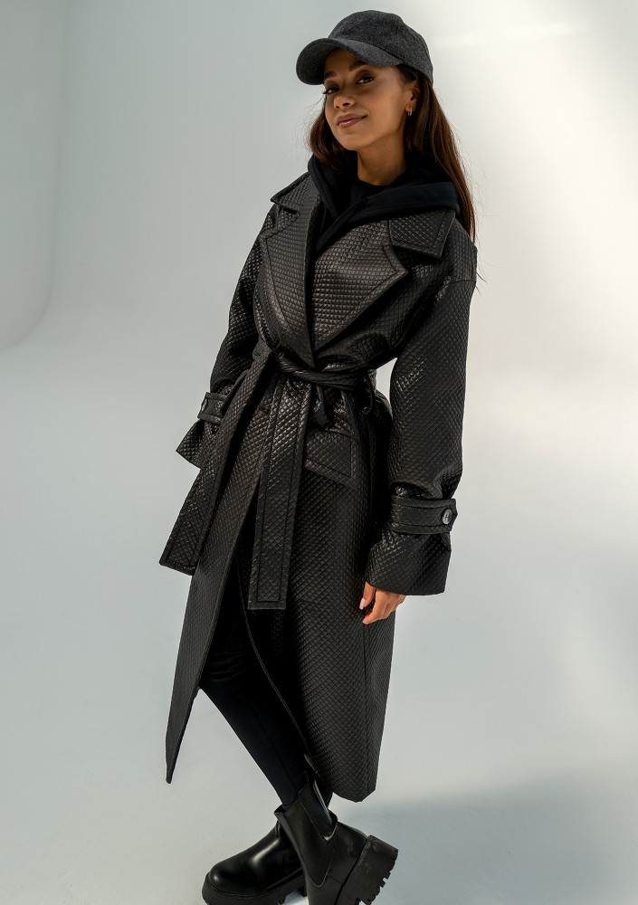 Jaske - Black quilted knitted coat