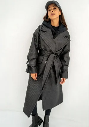 Jaske - Black quilted knitted coat