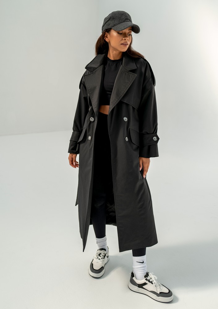 Arian - Trench oversize Czarny
