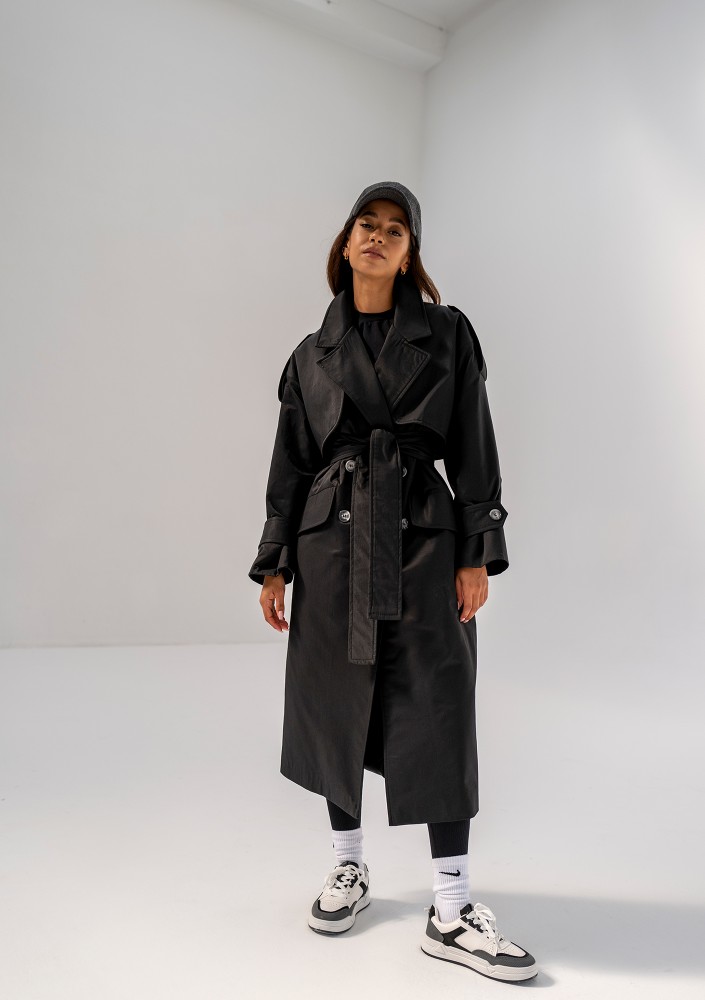 Arian - Trench oversize Czarny