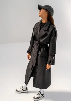Arian - Black faux leather coat