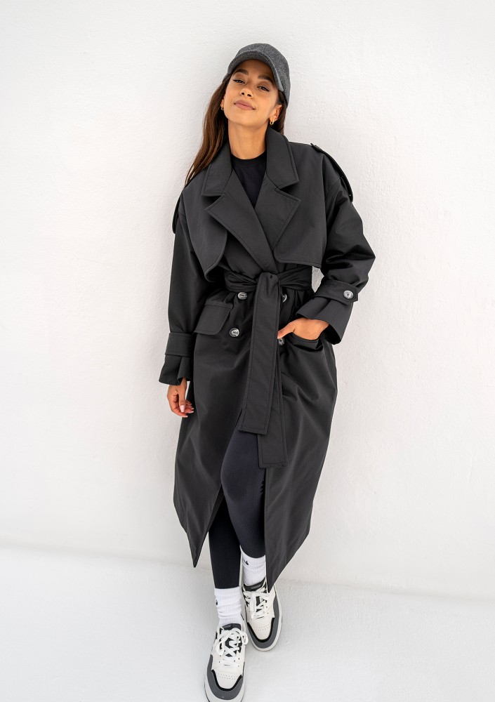Arian - Trench oversize Czarny