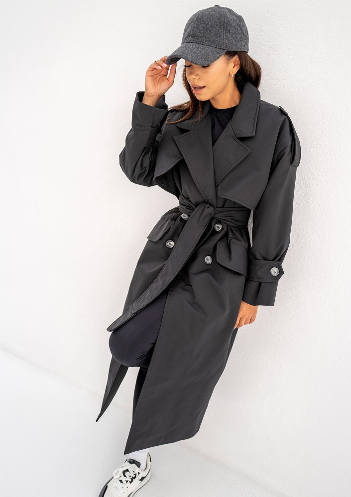 Arian - Trench oversize Czarny
