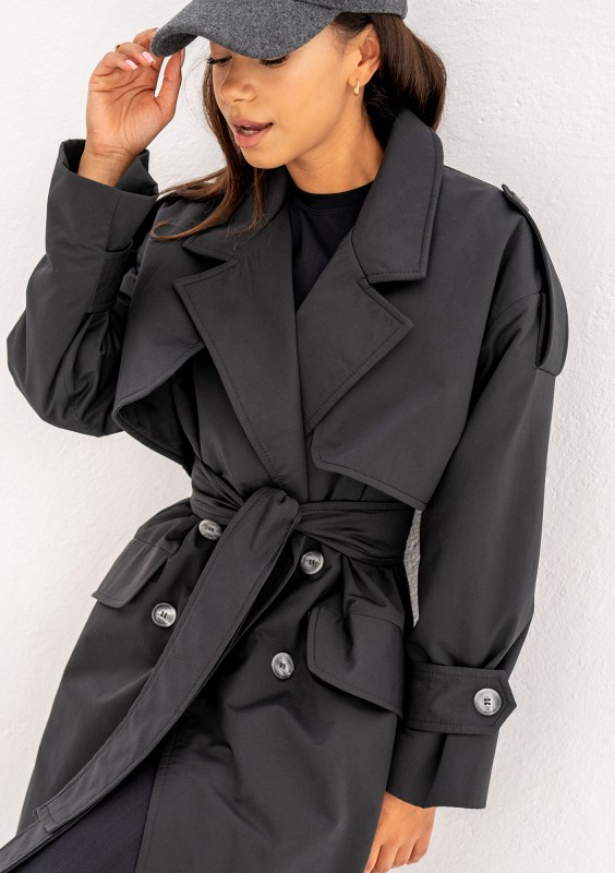 Arian - Trench oversize Czarny
