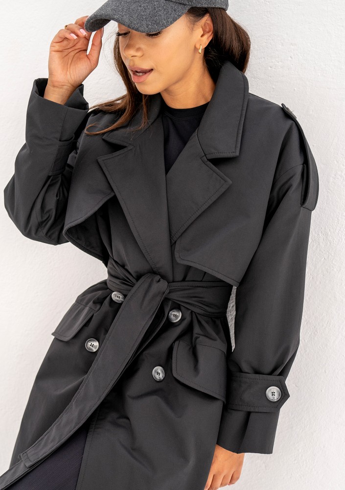 Arian - Trench oversize Czarny