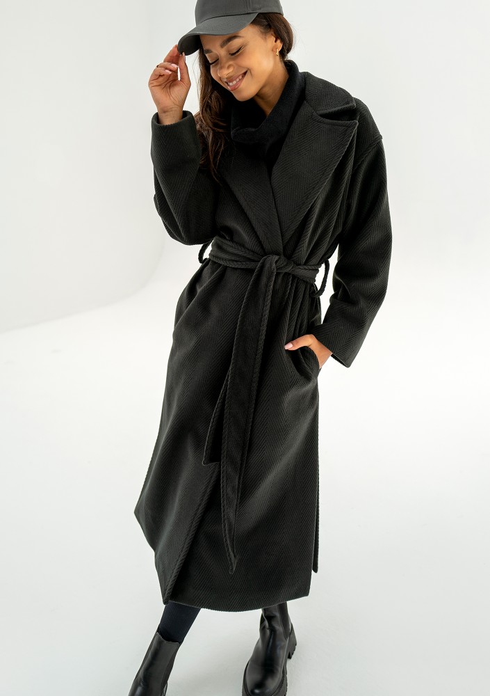 Salve - Black chevron coat