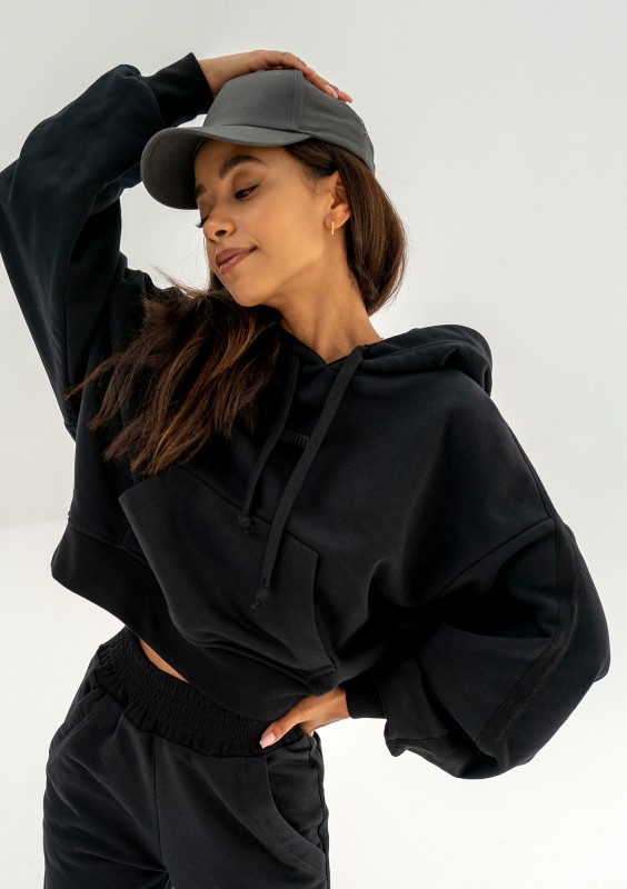 Raffy - Short black hoodie