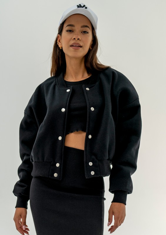 Club - Black snap-buttoned sweatshirt