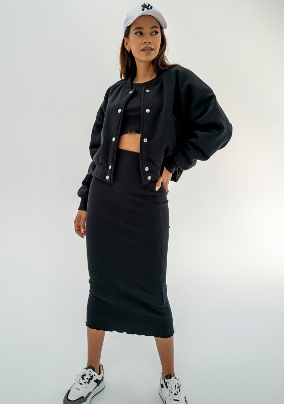 Club - Bluza bomber z napami Czarna