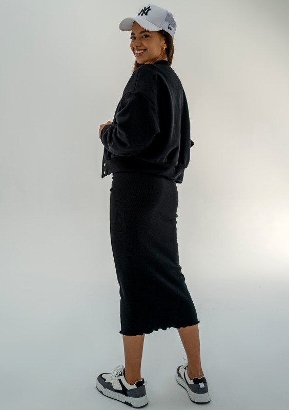 Club - Black snap-buttoned sweatshirt