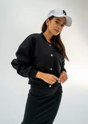 Club - Black snap-buttoned sweatshirt