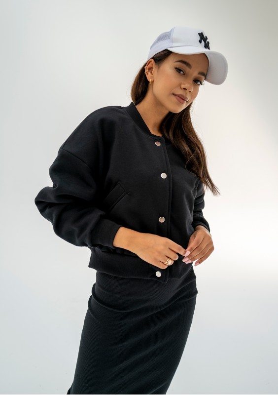 Club - Black snap-buttoned sweatshirt