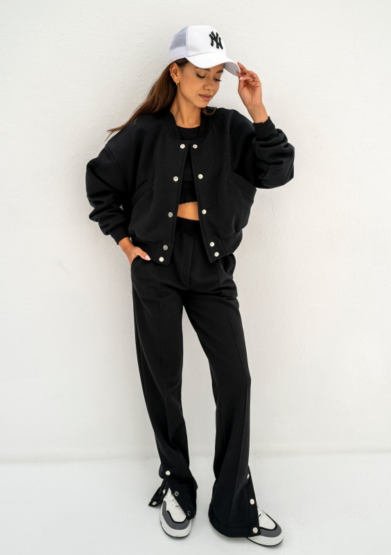 Club - Bluza bomber z napami Czarna