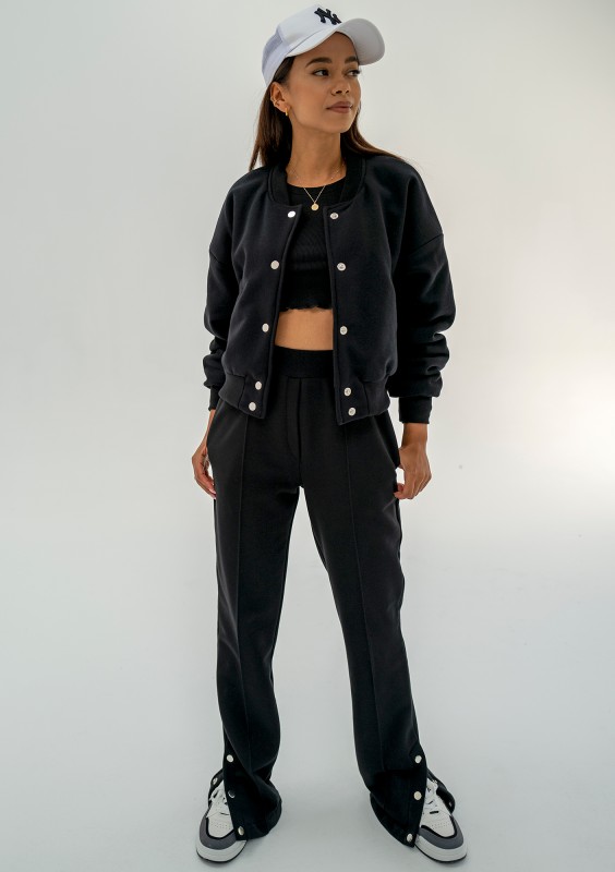 Club - Bluza bomber z napami Czarna