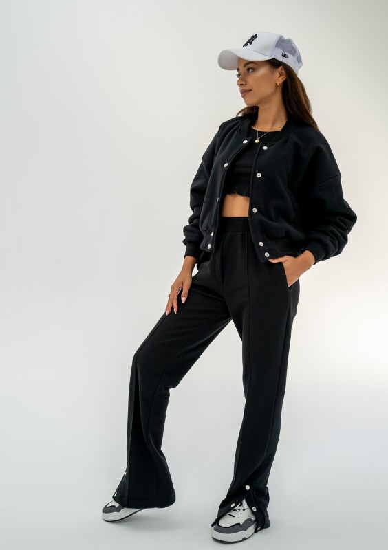 Club - Black snap-buttoned sweatshirt