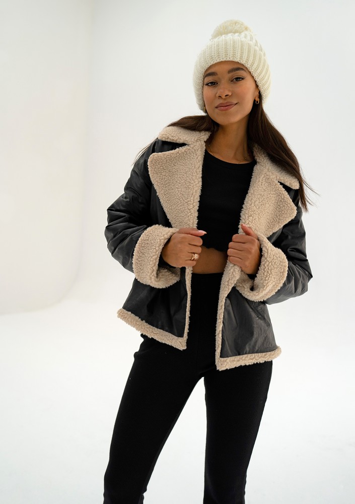 Bocca - Black collared faux leather jacket