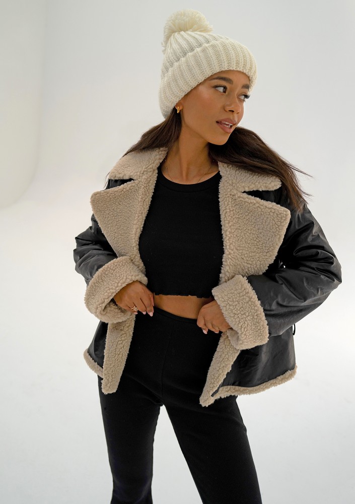 Bocca - Black collared faux leather jacket