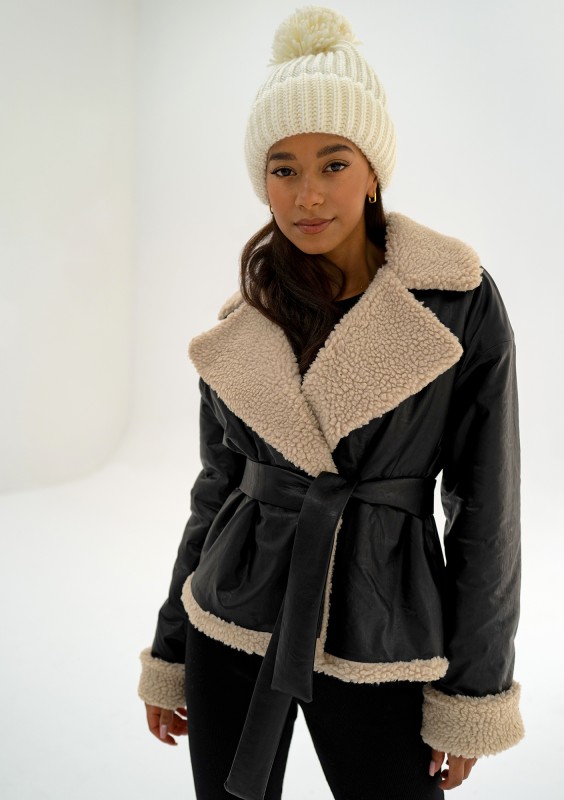 Bocca - Black collared faux leather jacket