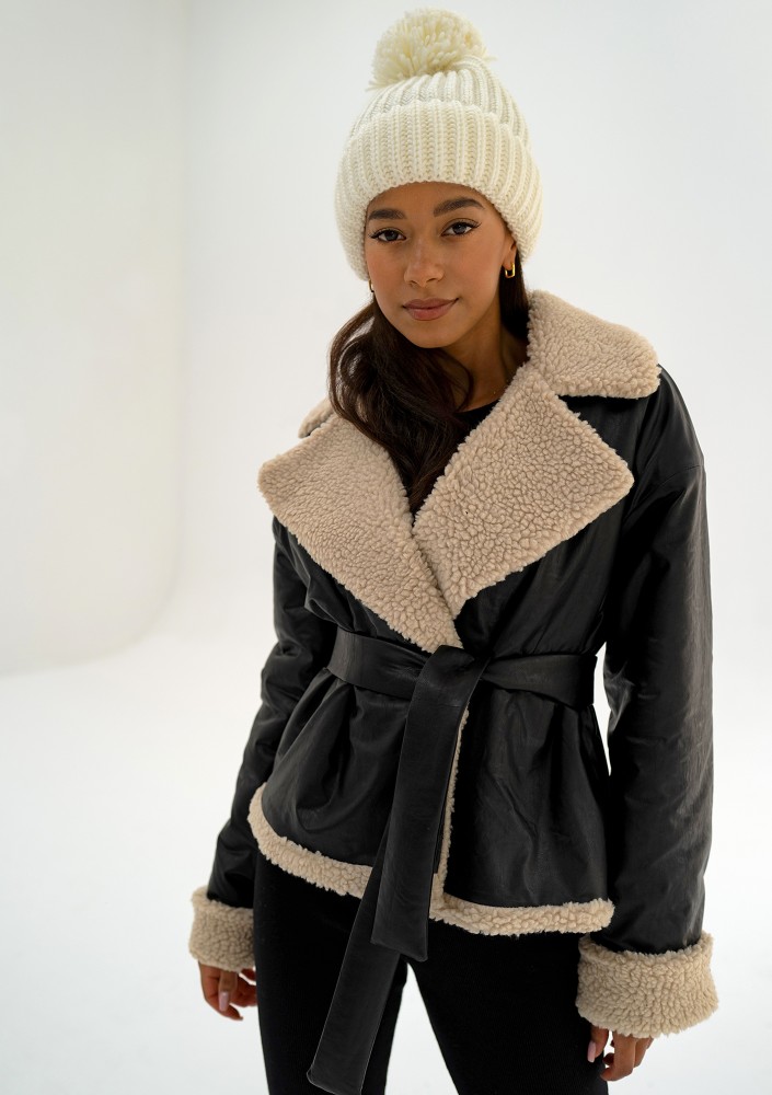 Bocca - Black collared faux leather jacket