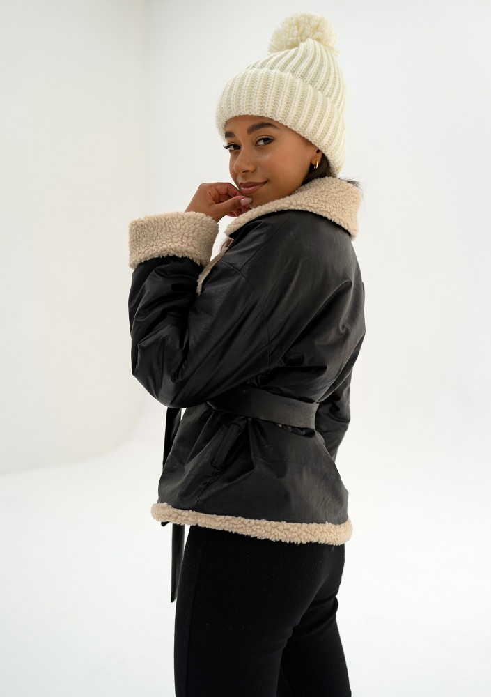 Bocca - Black collared faux leather jacket