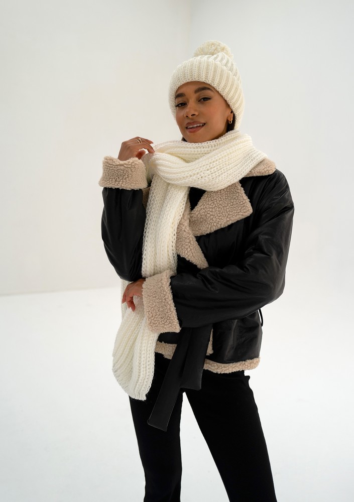 Bocca - Kożuch z imitacji skóry Czarny