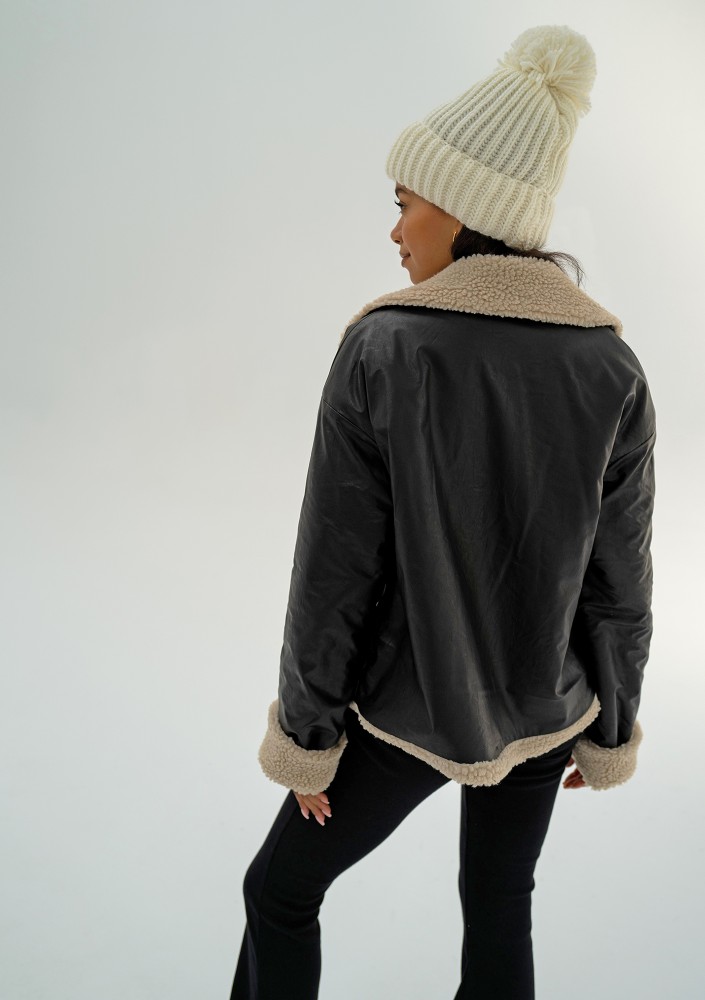 Bocca - Black collared faux leather jacket