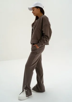 Club - Brown snap-buttoned sweatpants