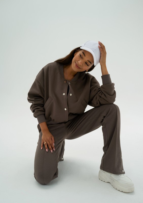 Club - Brown snap-buttoned sweatpants