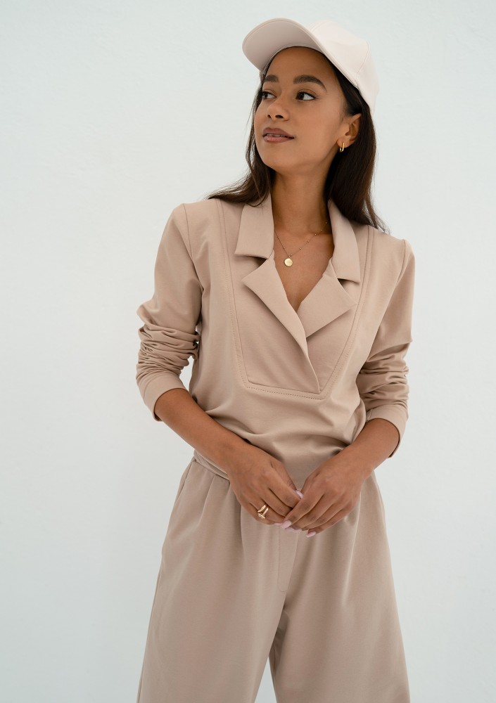 Onix - Beige collared sweatshirt