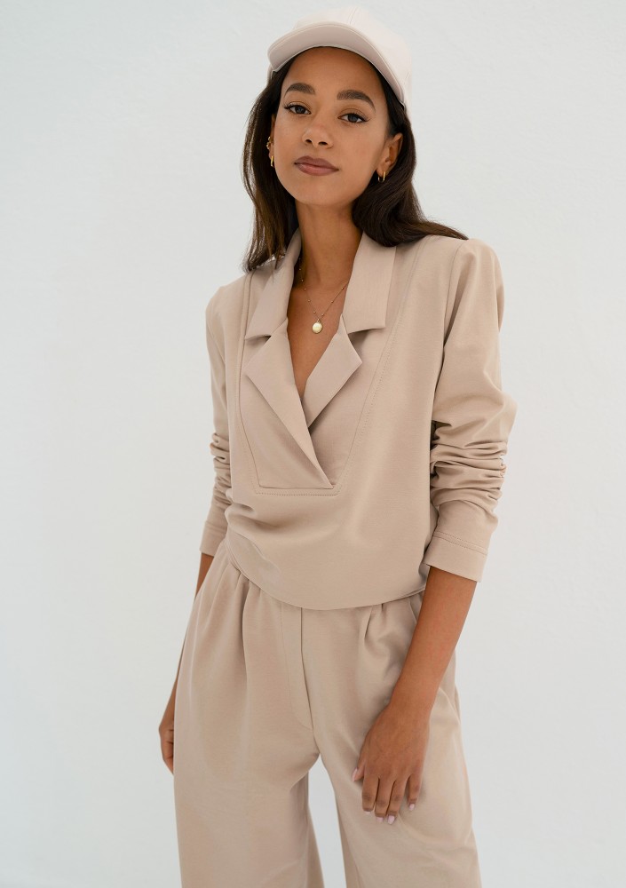 Onix - Bluza z kołnierzykiem Beige