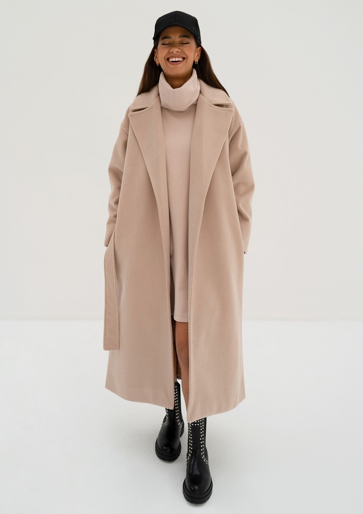 Salve - Beige chevron coat