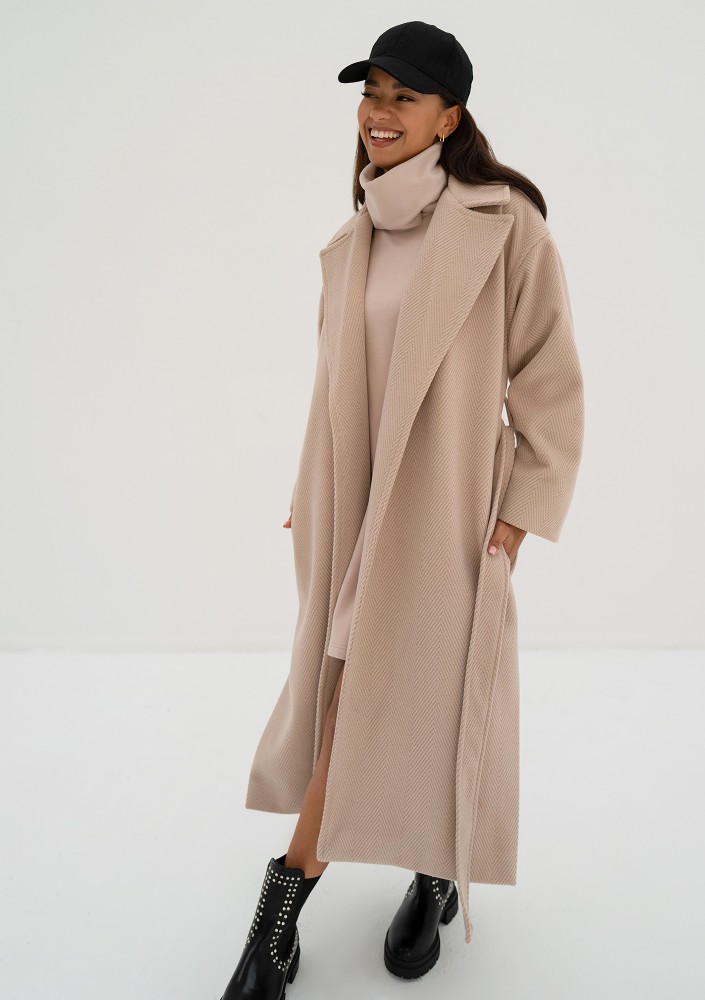 Salve - Beige chevron coat