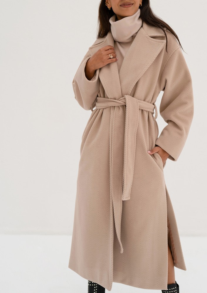 Salve - Beige chevron coat