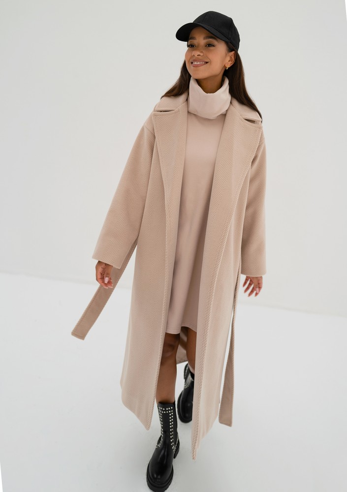 Salve - Beige chevron coat