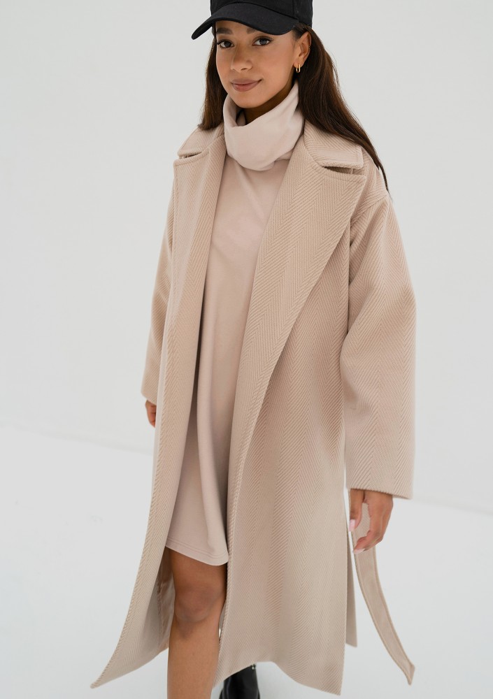 Salve - Beige chevron coat